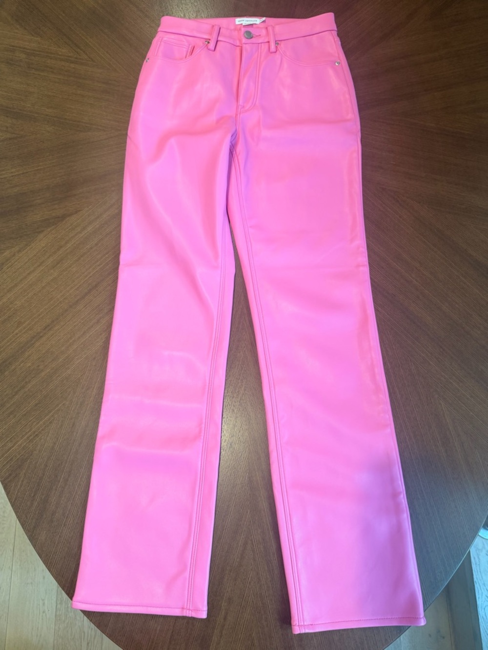 Good American Better Than Leather Sorority Pink Faux Leather Pants Size 6/28